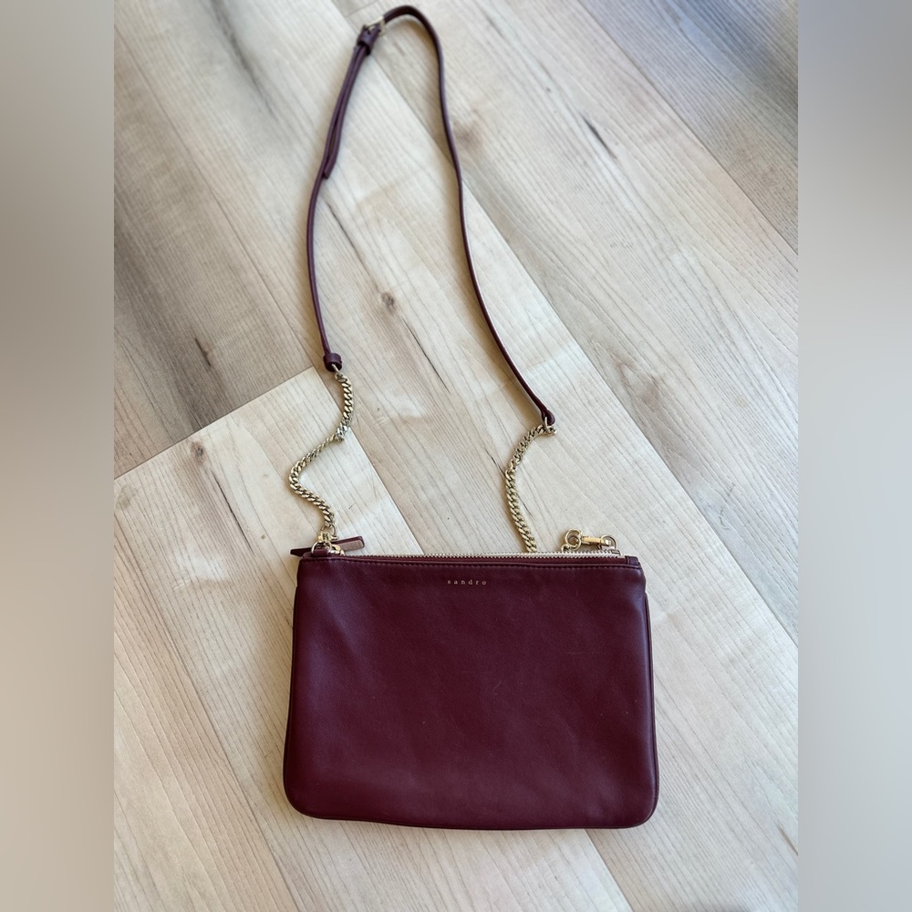 Sandro addict cross body bad burgundy and light pink. - Picture 9 of 12